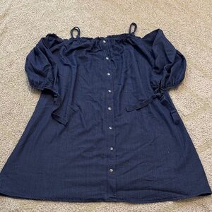NAÏF Navy Off-the-Shoulder Button Front Dress – Women’s Large